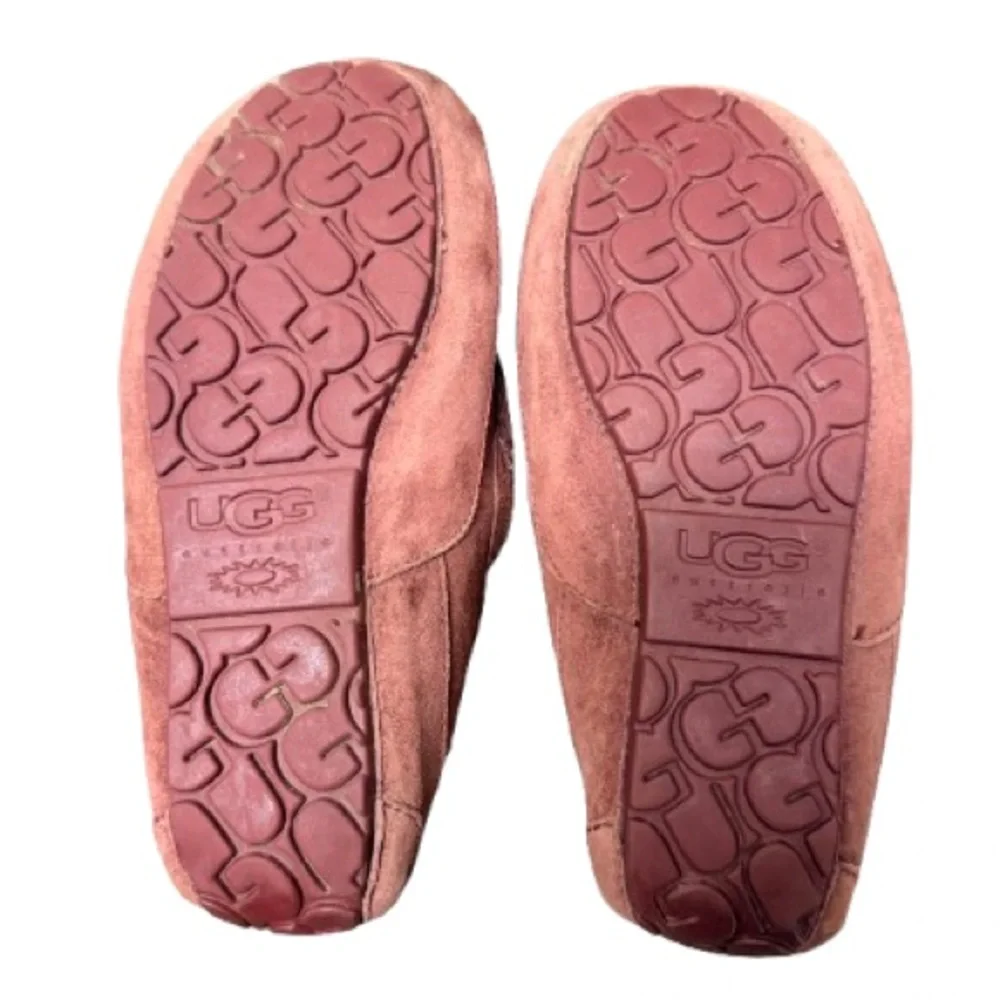 UGG Ansley Slippers Women’s 8 Dusty Rose Mauve Suede Shearling Moccasin - Picture 2 of 5